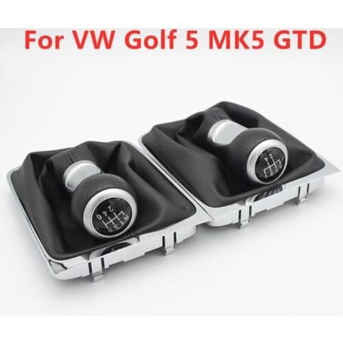 5 / 6 Speed Car Gear Stick Level Shift Knob Leather Boot for VW Golf 5 MK5 R32 GTD GTI 2004 2005 2006 2007 2008 2009 Accessory