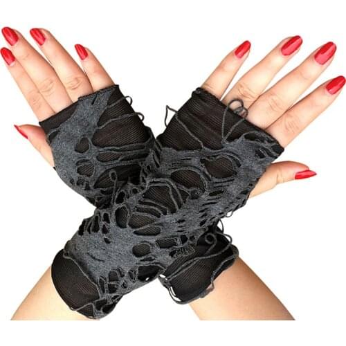 Sexy Gothic Fingerless Long Glove Funny Punk Rock Dance Mittens Clubwear Costume Punk Rock Gloves Jazz Mittens