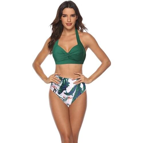 Sexy High Waist Bikini 2021 Halter Plus Size Swimwear Women Swimsuit Female Bikini Set Bodysuit Bathing Suit Summer Biquini