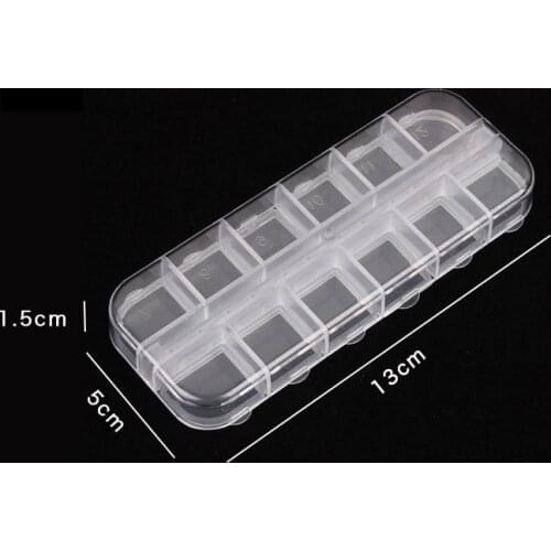 1pcs Nail tool drill jewelry box storage box 12 grid double flip top box alone open rhinestone Nail Art Equipment