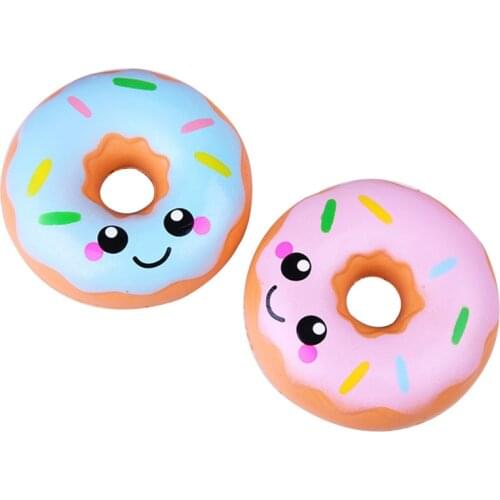 Cute Smiley Donut Squishy Slow Rising Simulation PU Bread Cake Scented Soft Squeeze Toy Stress Relief for Kid Fun Gift 10*10CM