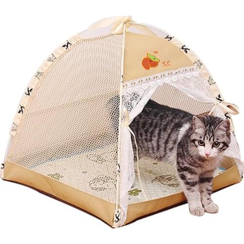 Flodable Cute Small Medium Pets House Pet Tent Bed Room Breathable Mesh Tent Camping Home Outdoor Travel Cat Habitat House Nest