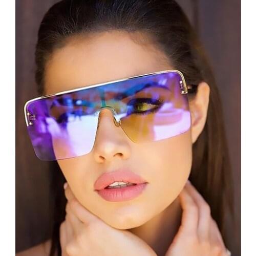 Metal Square Sunglasses Women Fashion Shield Mirror Oversized Flat Top Sun Glasses Men Vintage Large Shades Wine Red Glasses