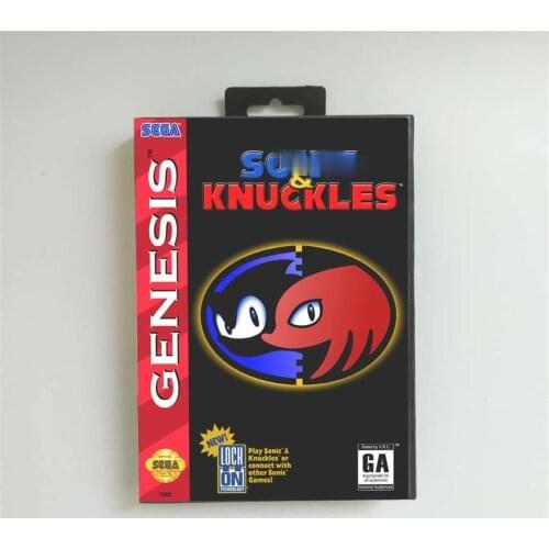 Soniced and Knuckles - USA Cover With Retail Box 16 Bit MD Game Card for Sega Megadrive Genesis Video Game Console