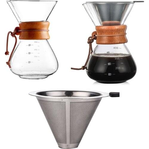 Glass Turkish Coffee Pot Coffee Pots Heat Resistant Classic Coffee Maker Pour Over Coffeemaker Pot Stainless Steel Coffee Filter