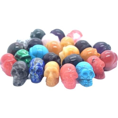 1PC Halloween Decoration Natural Crystal Quartz Skull Amethyst Opal Obsidian Horror Stone Home Decoration Crafts Small Ornaments