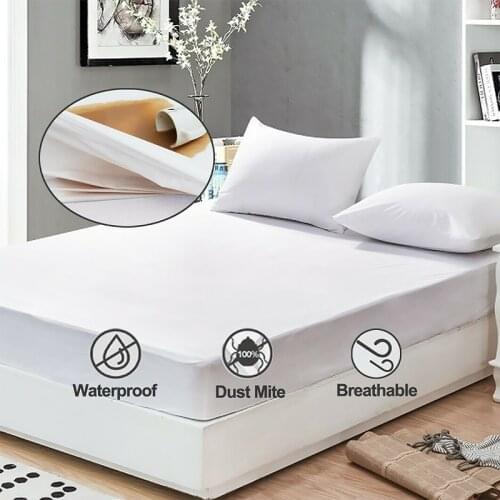 Waterproof Mattress Pad Protector Cover Anti Mites Bed Fitted Sheet Mattress Topper Cover Breathable Elastic Rubber Band Sheet