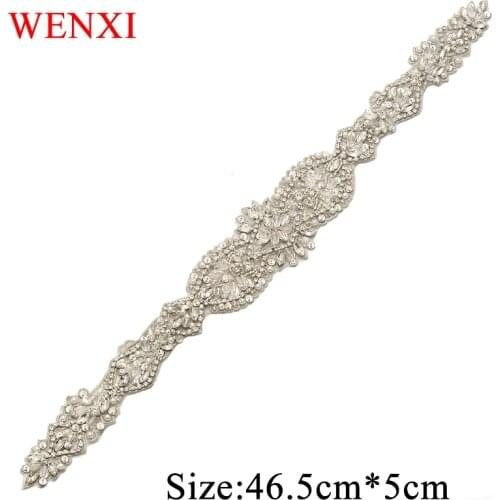 WENXI 10PCS Handmade Rhinestones Applique Sewing Applique Sewing On For Wedding Dress Belt Rhinestones Applique WX864