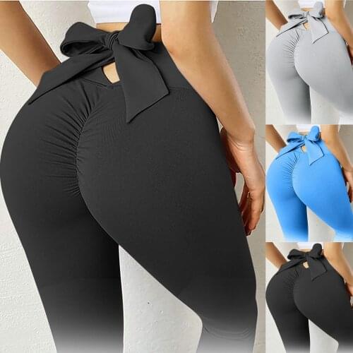 Women Leggings Ladies Color gradient Hip Lifting Elastic Fitness Running Bowknot Yoga Sports leggings sport Брюки женские