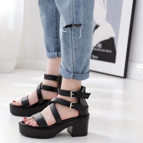 Women shoes sandles block heel shoes chunky sandals Casual Shoes high heels gladiators shoes summer sandals women punk shoes