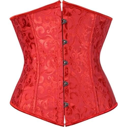 Gothic Corset Women Sexy Underbust 14 Bone Glue Waist Trainer Corset Shaper Plus Size Black White Red Blue XS-6XL