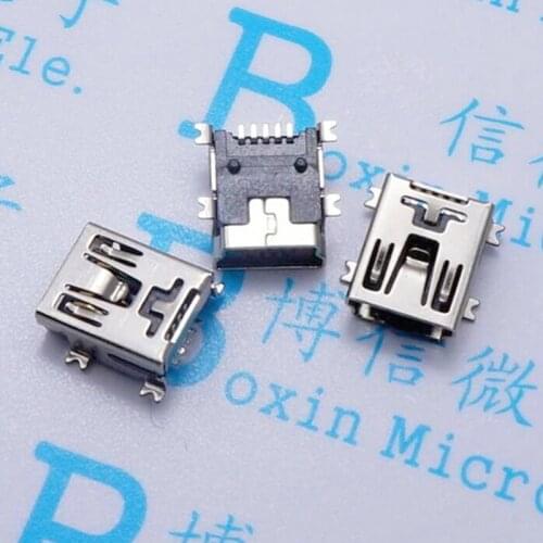 1000PCS/LOT 5PF female mini USB MINI female socket 5P SMD 5PIN Connector Plug USB Interface 5 needle MP3 data port