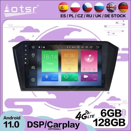 128G Carplay Android 11 For Volkswagen Passat 2016 Car Multimedia GPS Screen Video Player Radio Receiver Audio Stereo Head Unit