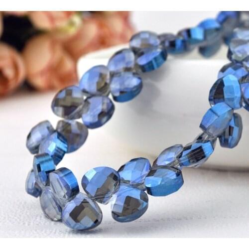 490pcs 9x10mm Blue Plated Crystal Beads Crystal Faceted Beads for Chandeliers Jewelry Water Drop Beads DIY