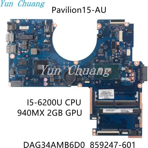 859247-601 859247-001 856228-001 856228-601 for HP 15-AU 15-AU010WM DAG34AMB6D0 Laptop motherboard Geforce 940M SR2EY i5-6200U