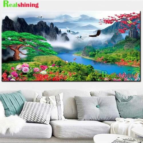 5d diy diamond mosaic Spring Pine and Cypress Mountain landscape diamond painting cross stitch 3d embroidery full drills N2218