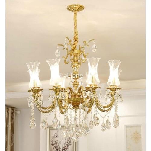 Free Shipping European D72cm H80cm Crystal Chandelier Hanging Lamp Bronze E14 LED AC Lighting Fixture Lustre Suspension Lighting