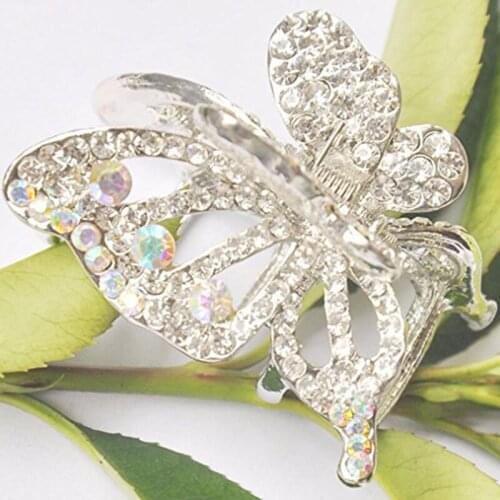 Rhinestone Flower Hair Clips Clamp Claws for Women Bridal Jewelry Crystal Rhinestone Hairpin Butterfly Hair Accessories for Girl