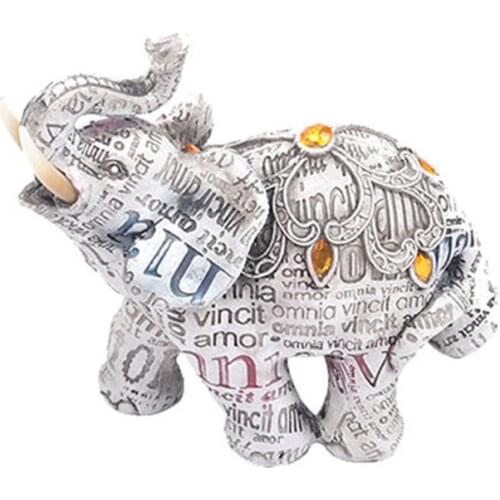 Home Rhinestone Resin Crafts Furnishing Ornaments Lucky Fortune and Good Luck Elephant Company Decor Religious Gift 14*12*5.5cm