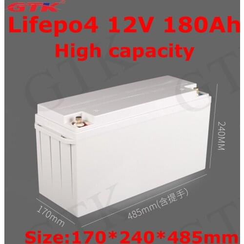 GTK Lifepo4 12V 180Ah 240Ah 280Ah for RV car Ship light ups inverter Emergency Power Supply large capacity + 20A charger