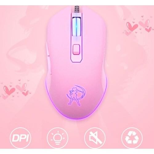 Gaming Mouse Silent Click 7 Colors LED Light Optical Game Mice Ergonomic USB Wired with 3200 DPI and 6 Buttons for PC Computer