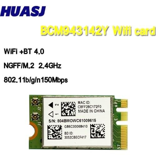 HUASJ Wireless Adapter Card Broadcom BCM943142Y 150Mbps Wlan+Bluetooth M.2 NGFF WiFi BT 4.0 802.11b/g/n