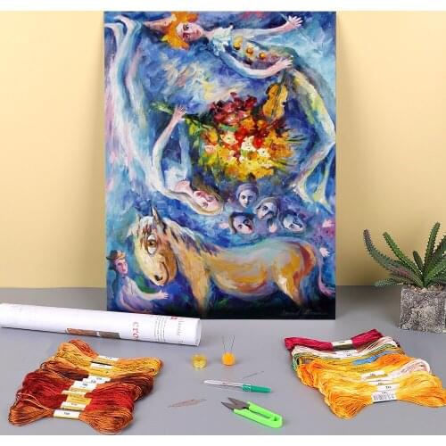Oil Painting Style Printed 11CT Cross-Stitch DIY Embroidery Complete Kit DMC Threads Craft Sewing Handicraft Knitting Counted