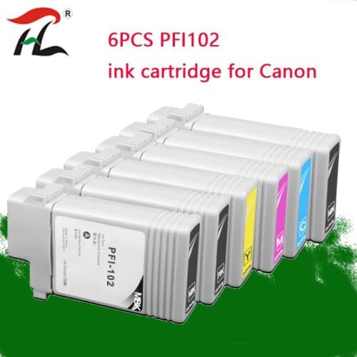 6pcs PFI102 PFI 102 Ink Cartridge for Canon IPF500 IPF510 IPF600 IPF610 IPF700 IPF710 IPF605 Refill Ink Cartridge Tank