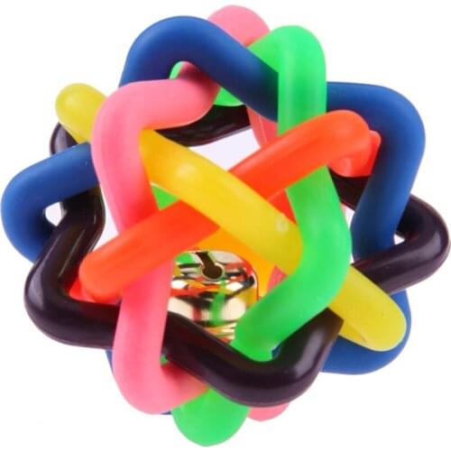 Colorful Rubber Dog Toys Pet Dog Cat Toy Round Woven Ball with Small Bell Toys For Dog Cat Kitten Interactive Peoducts