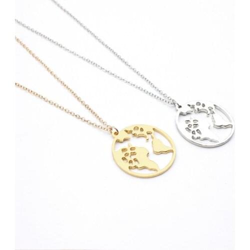 Women Geometric World Map Pendant Necklace Choker Chain Jewelry Accessory Gift Women Pendant Necklace Choker Chain Jewelry Acces