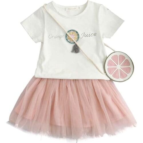 Summer 2 Piece Kids Baby Girls Outfits Clothes Lemon Print T-shirt Tops Tutu Skirt Dress Clothes Set Boutique Girls Clothing Set