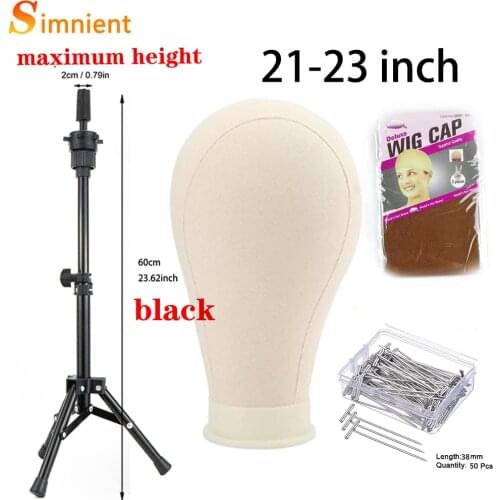 Simnient Bald Mannequin Training Canvas Block Head With Stand Manikin Head Wig Stand Display Styling Tipod For Mannequin Wigs