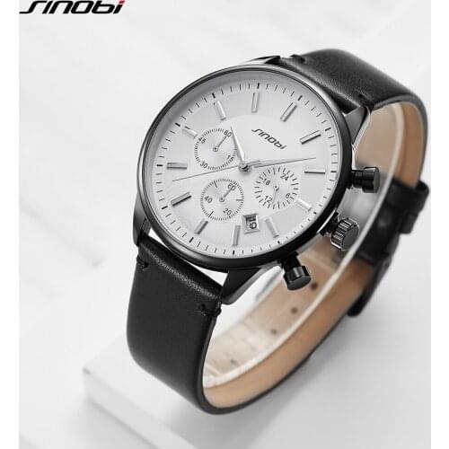 SINOBI Men Watches Man Analog Date Male Clock Quartz Wristwatch Army Military Wristwatch Luxury Brand Sport Leather Watch 2021