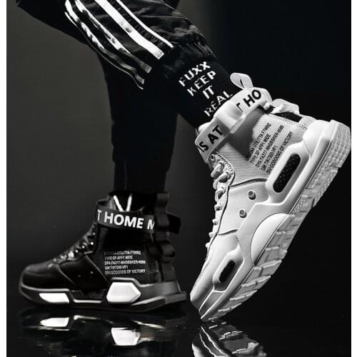 Mens High Top Fashion Leather Sneakers Trend Hot Sale Comfortable Man Casual Shoes Outdoor Non-slip Breathable Men Shoes 2020