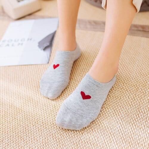 Summer Thin Breathable Cotton Socks Slipper Heart Cute Funny Invisible Boat Sock Gilrs Female Calcetines Mujer Meias 10 Pairs