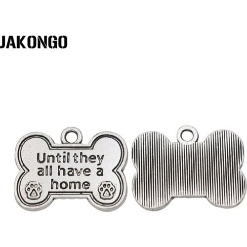 10pcs Antique Silver Plated Dog Tags Bone Charm Pendants for Bracelet Jewelry Accessories Making Findings 20x25mm