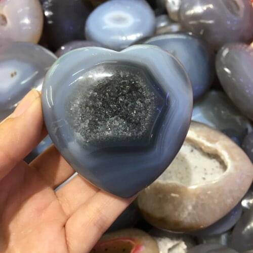 200g Natural agate geode Crystal gemstone heart meditation reiki healing druzy agate crystal gemstone as gift