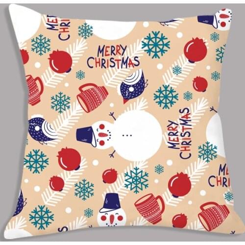 Christmas Cushion Cover Sofa Pillow Cover Seat Car Throw Pillow Case Short Plush Pillowcase Christmas Decoration For Home