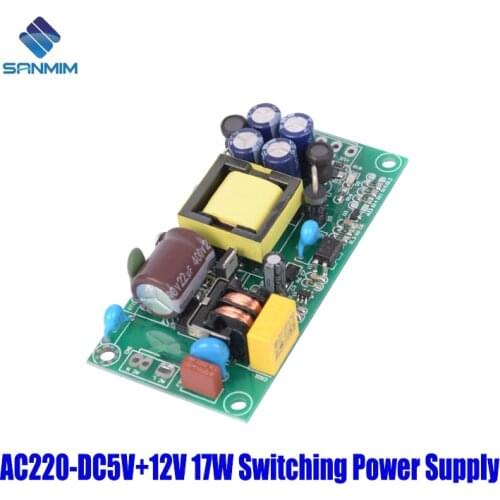SANMIN AC220V-DC5V+12V 0.6A+1.2A 17W Power supply Isolated switch power supply module 220 to 5v+12V bare board DLL17A5V+12V