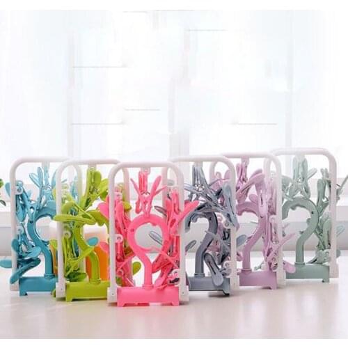 12 clip folding clip hanger plastic socks rack frame socks underwear rack child baby windproof