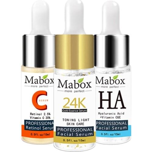 Face Retinol Serum+Six Peptides Serum Facial 24K Gold+Hyaluronic Acid Serum Moisturizing Skin Care Whitening AntiAnging