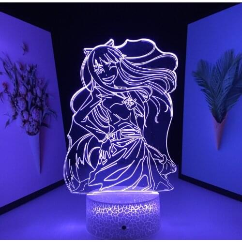 Smiling Girl With Necklace Winking 3D Lamp Anime Figure White Cracked Base Acrylic Light Guide Plate for Festival Birthday Gifts