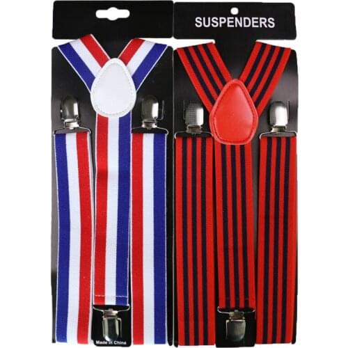 Winfox 3.5cm Wide High Quality Retro Elasticity Stripe Suspenders For Men Women 3 Clip Unisez Party Wedding Pants Shirt
