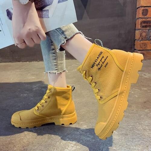 Fad New Plus Size Ankle Boots Female Lace Up Casual Shoes Woman British Style Women Boots Cloth Vogue Autumn Winter Boots