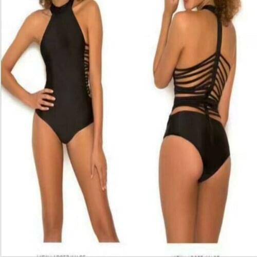 Womens fashion summer dresses evening club party black one piece sportswear suits hollow out striped bodycon bandage swimsuits
