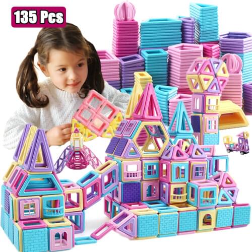 135Pcs Big Size Magnetic Designer Construction Set Model & Building Toy Magnets Magnetic Blocks Educational Toys For Children
