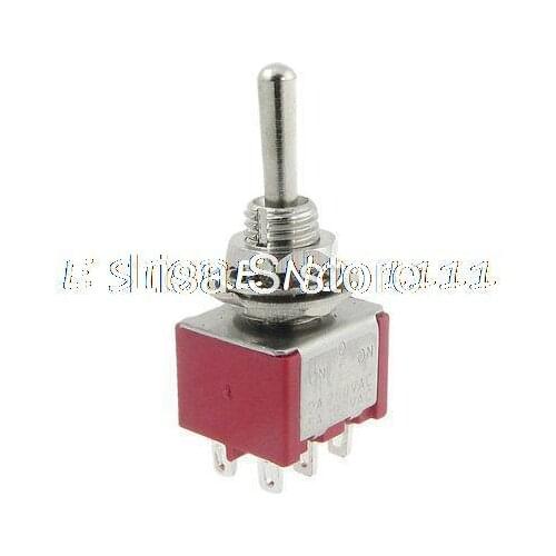 2A/250VAC 5A/120VAC Momentary on/center off/on DPDT 6 Solder Pins Toggle Switch