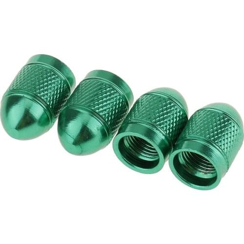 4PCS Aluminum Style Rim Valve/Wheel Air Port Cover Stems Caps Green