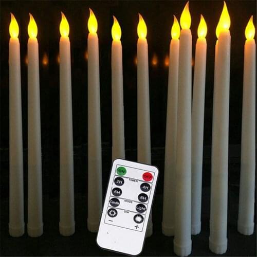 50pcs Remote controlled battery operated flameless Led taper candle lamp candlestick Xmas wedding table Church Bar decor 28cm(H)
