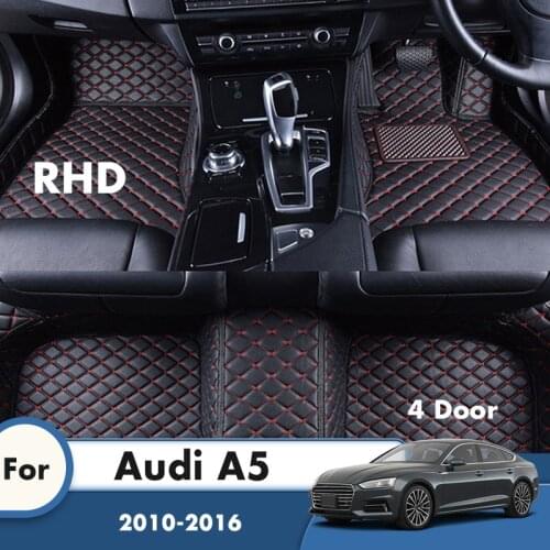 RHD Custom Car Floor Mats For Audi A5 4 Door 2016 2015 2014 2013 2012 2011 2010 Carpets Styling Leather Foot Pads Floorliner